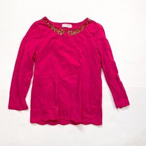Mini Boden Scalloped Peter Pan Sequin Blouse, Size 11/12